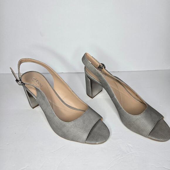 Alfani Florraa Vapor Liz Open Toe Slingback Metal Block Heel Size 10.5 - Picture 4 of 12